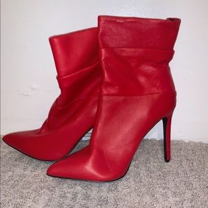 Steve Madden Red Leather Booties